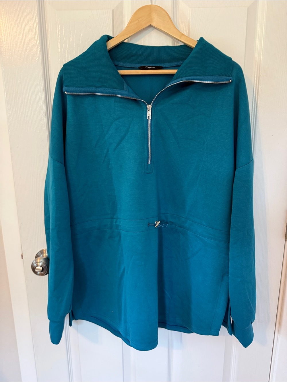 DOKOTOO Teal Ribbed collar Knit Top